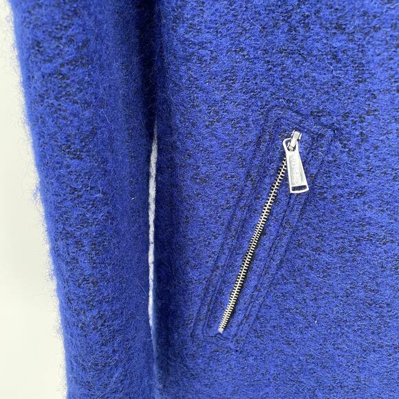 NWT Calvin Klein Blue Asymmetric Zip Wool Jacket // S - Picture 6 of 12